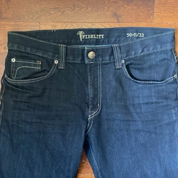 Fidelity M3010 Sabbath Rinse Men’s Jeans Size 33 Made in USA Dark Wash Straight - Picture 2 of 15